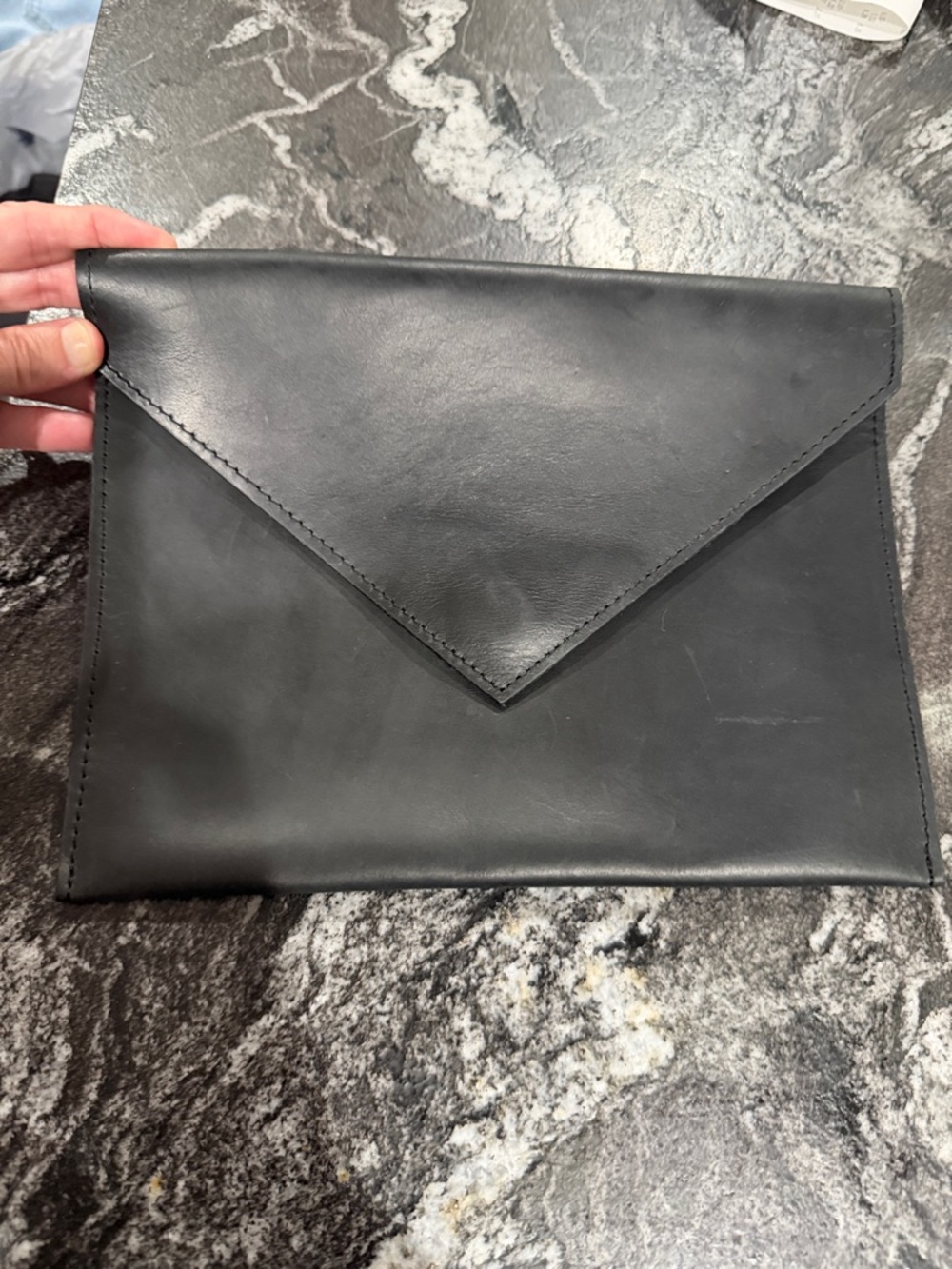 ABLE Black Leather Envelope Clutch
